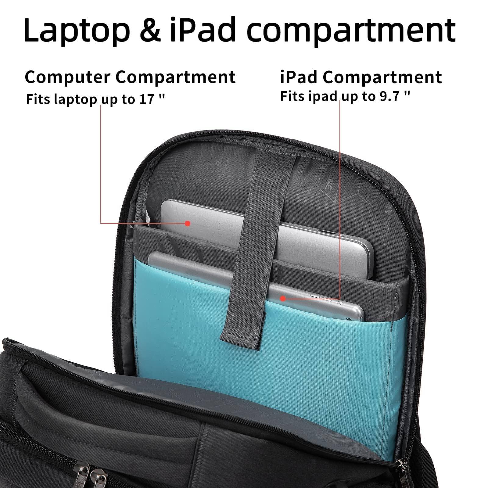 Back. Live At Space - 17 Inch Laptop Backpack For Travel Water Resistant College Men/women Bag With Usb Charging Port Black - Black With Red Tsa Lock-17Inch.