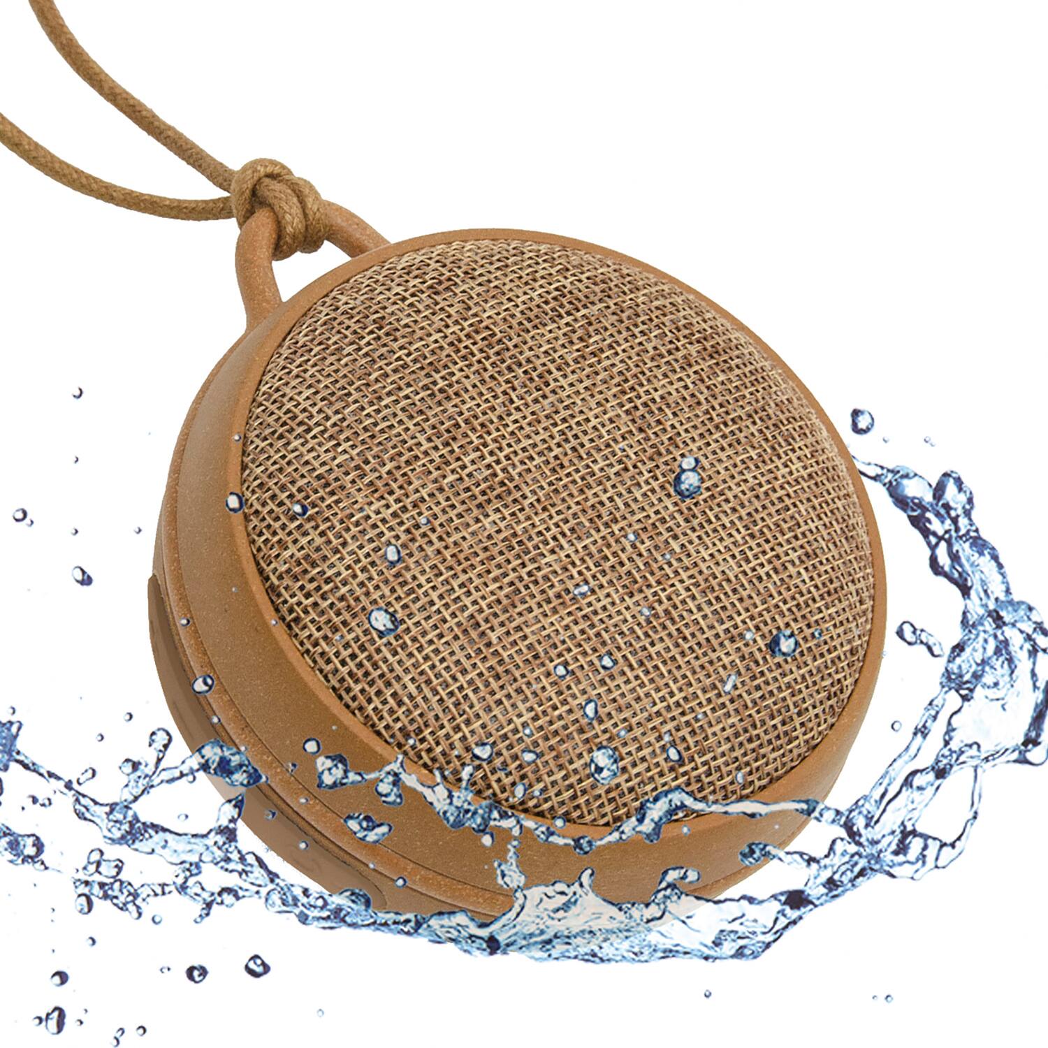 Alt View 4. Maxell - 3W ECO Portable Bluetooth Rechargeable Speaker, Natural Wood Casing, Aux In, IPX7 Waterproof, 7 Hr Play Time - Dark Wood.