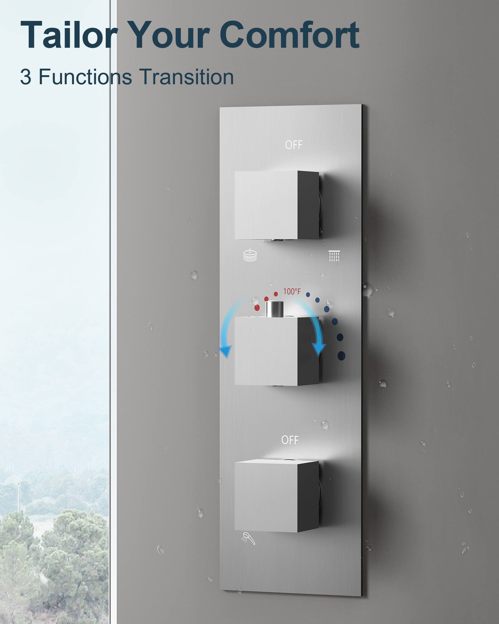 Tailor Your Comfort  
3 Functions Transition  
OFF  
100°F  
OFF