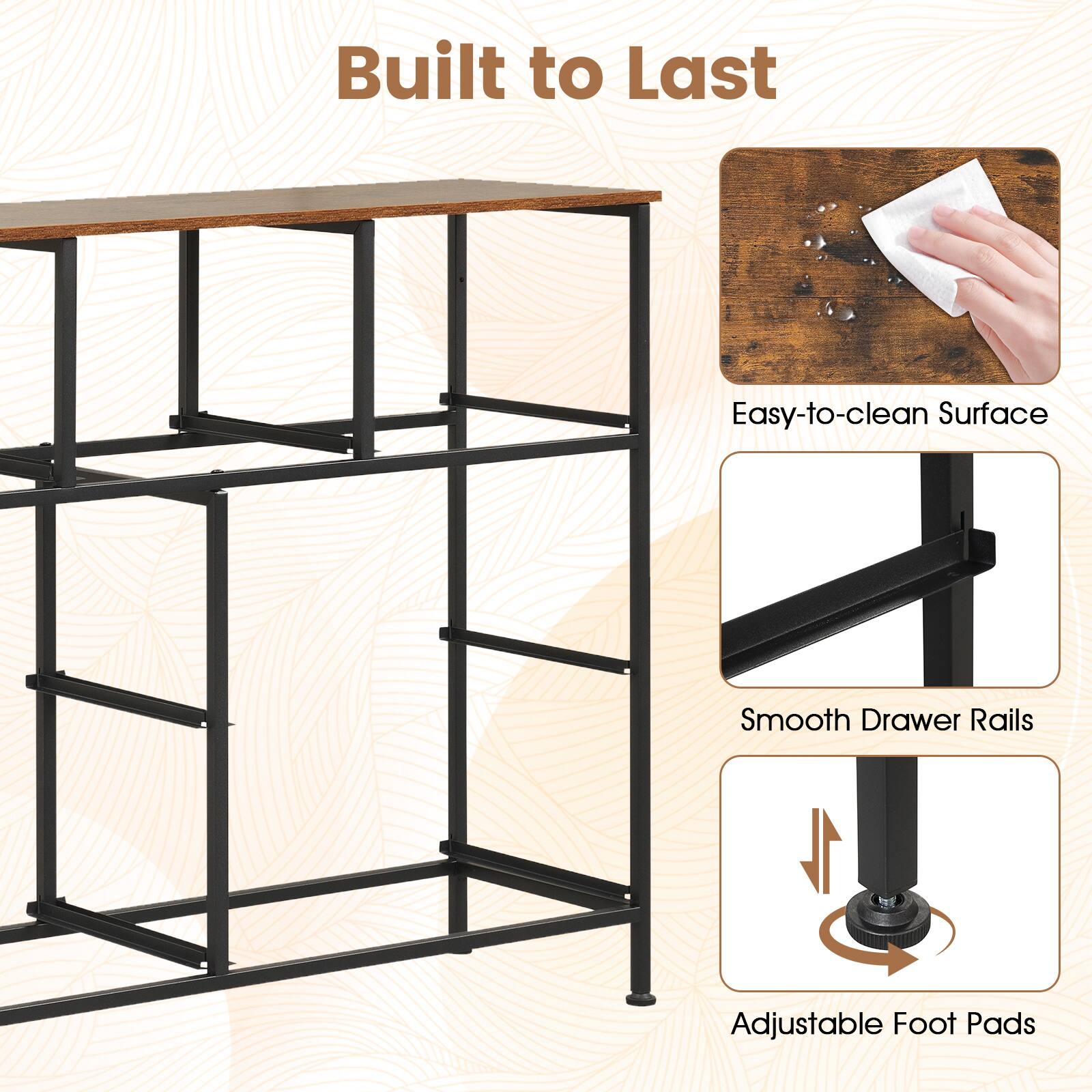 Built to Last

- Easy-to-clean Surface
- Smooth Drawer Rails
- Adjustable Foot Pads