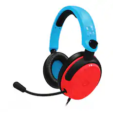 Front. 4Gamers - C6-100 Headset - Switch, XBOX, PS4/PS5, PC - Neon Blue/Red - Black.