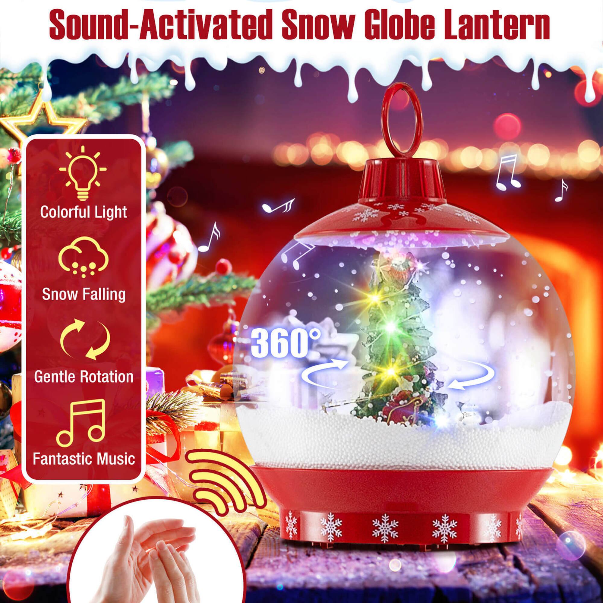 Sound-Activated Snow Globe Lantern

- Colorful Light
- Snow Falling
- Gentle Rotation
- 360°
- Fantastic Music