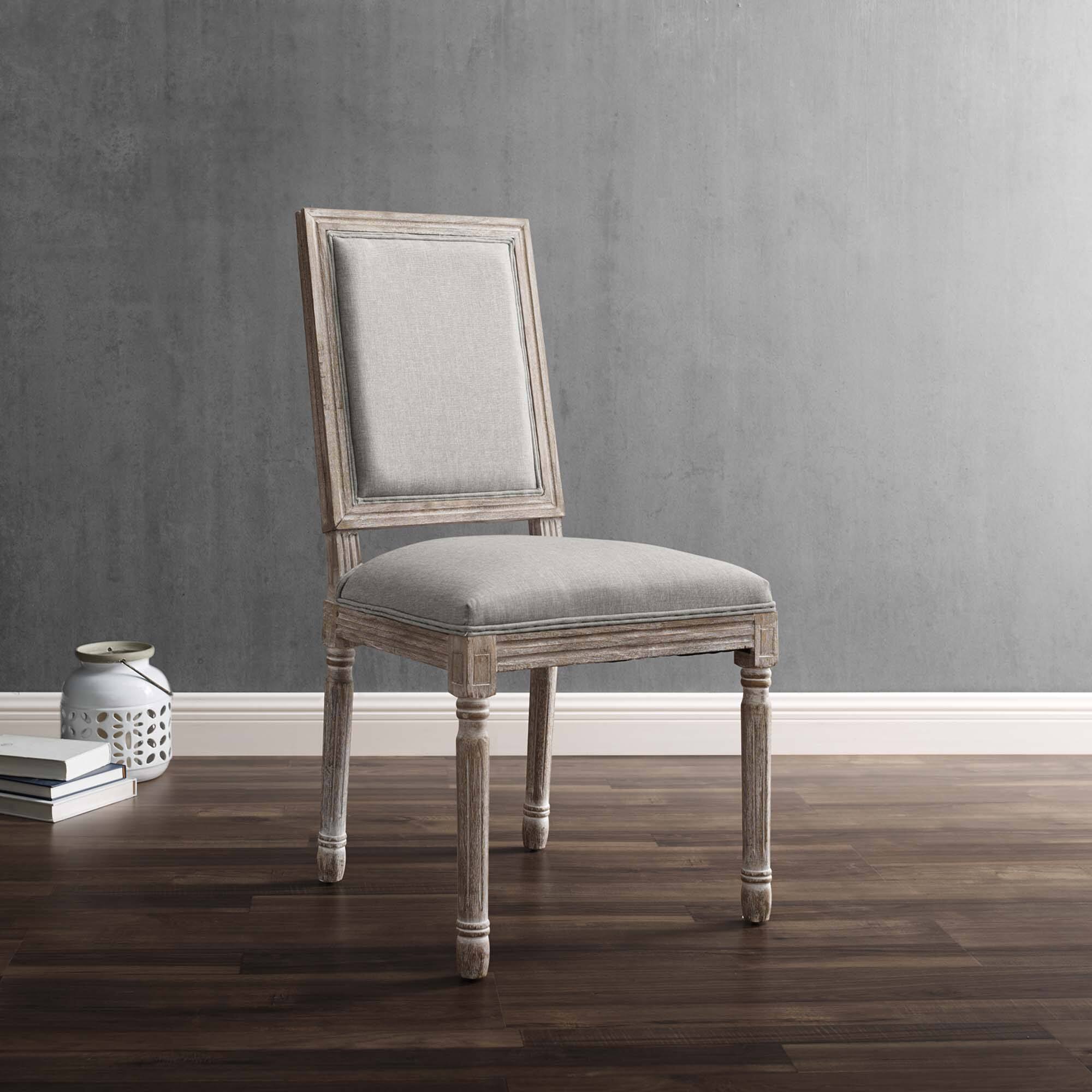 Left. Modway - Court Upholstered Fabric Dining Side Chair Set of 2 by Modway - Light Gray.