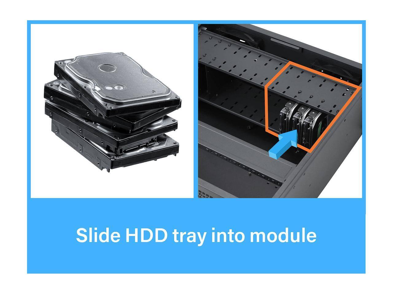 Slide HDD tray into module