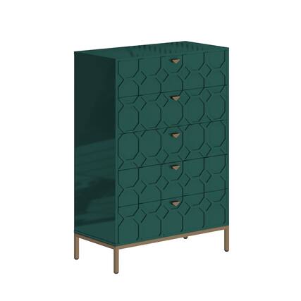 Front. Boyel Living - 49.2 in. H Freestanding Storage Cabinet Green 5 Drawer Accent Cabinet - Green.