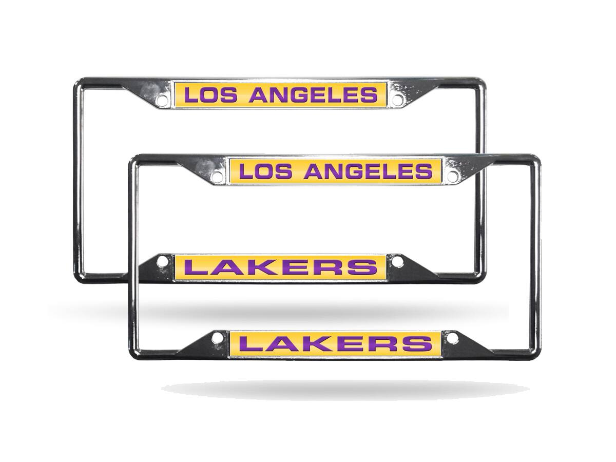 Los Angeles Lakers NBA (Set of 2) All Corner EZ View Chrome Metal Laser Cut License Plate Frames