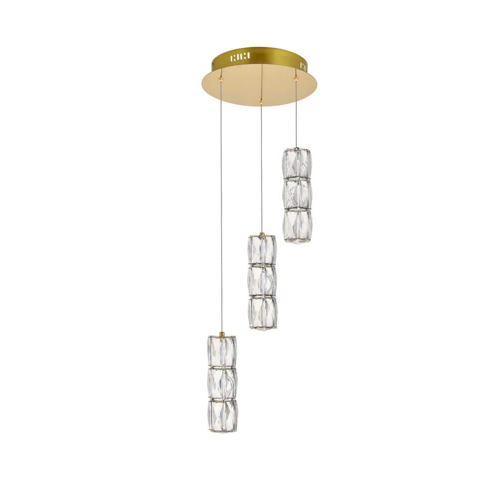 Elegant Lighting - Polaris LED light Pendant Clear Crystal - Gold