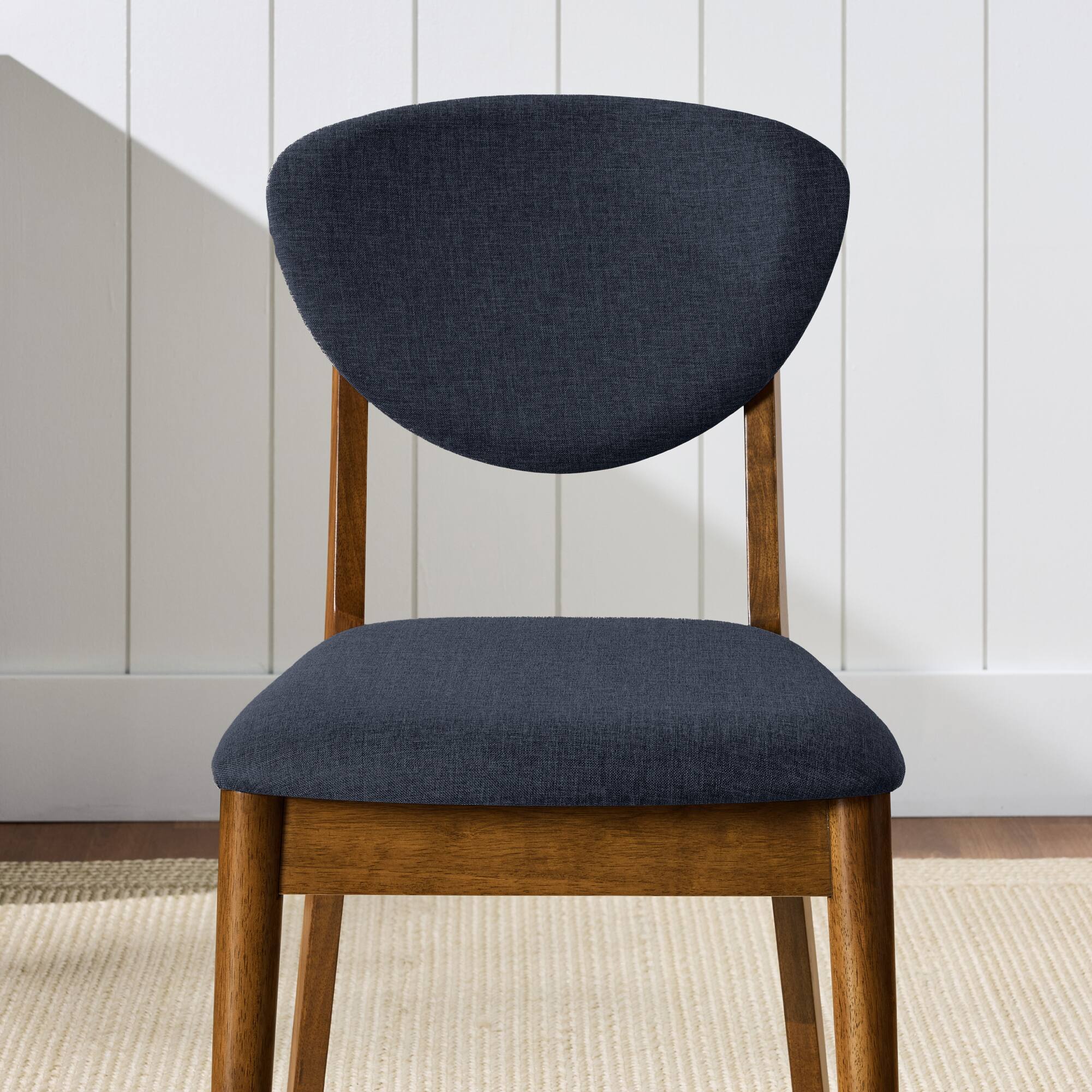 Alt View 2. Best Choice Products - Best Choice Products 2-Piece Mid-Century Modern Wood & Upholstered Dining Chair Set - Walnut/Navy Blue - Walnut/Navy Blue.