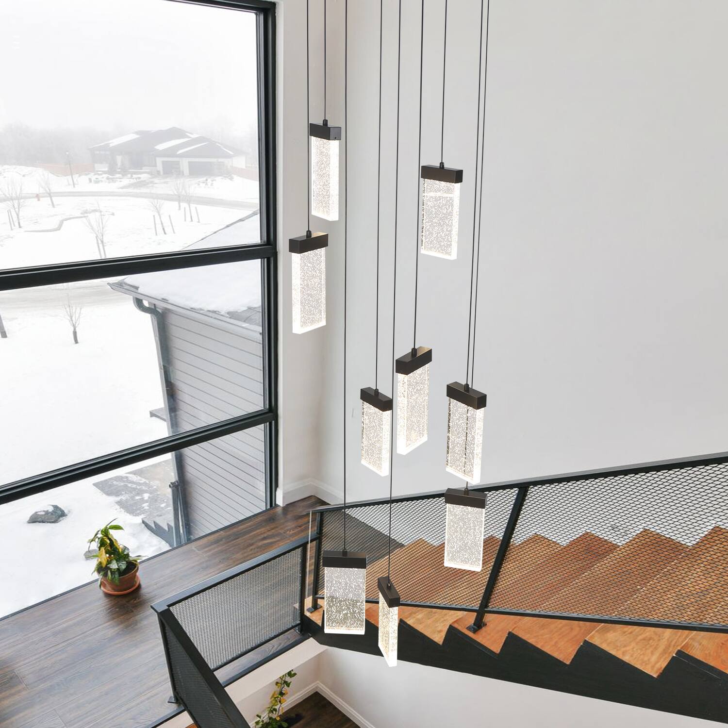 Alt View 5. Umeiluce - 9 Lights Modern Perceus Chandelier Round Base Warm Light Dimmable - Matte Black.