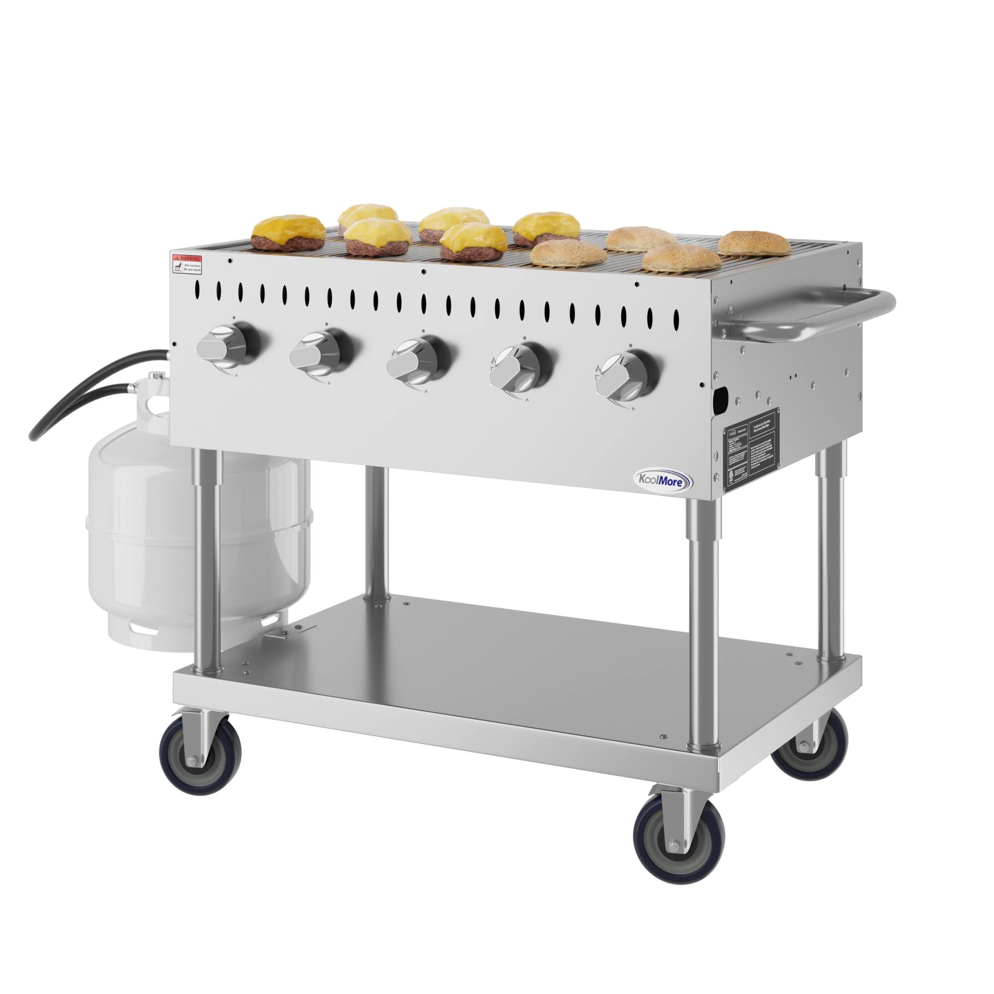 Angle. Koolmore - 36 in. Commercial Mobile Outdoor Grill in Stainless Steel (KM-CGM-36) - Stainless Steel.