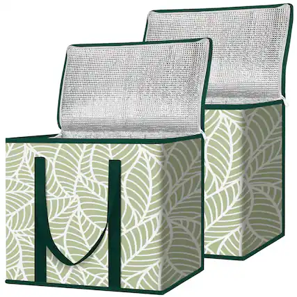 Front. HOMLUX - 2 Pack Insulated Reusable Collapsible Bag Large Insulated Bags, Antique Foliage.