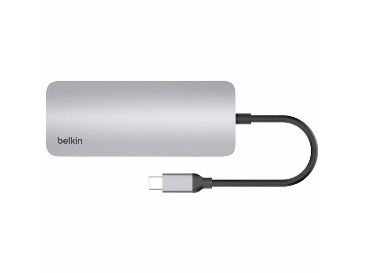 Alt View 2. Belkin - Belkin 7-Port USB-C Hub: 2xUSB-A, 1xUSB-C, 4K HDMI, SD/microSD, 3.5mm Audio - Grey - AVC009fqSGY-V2.