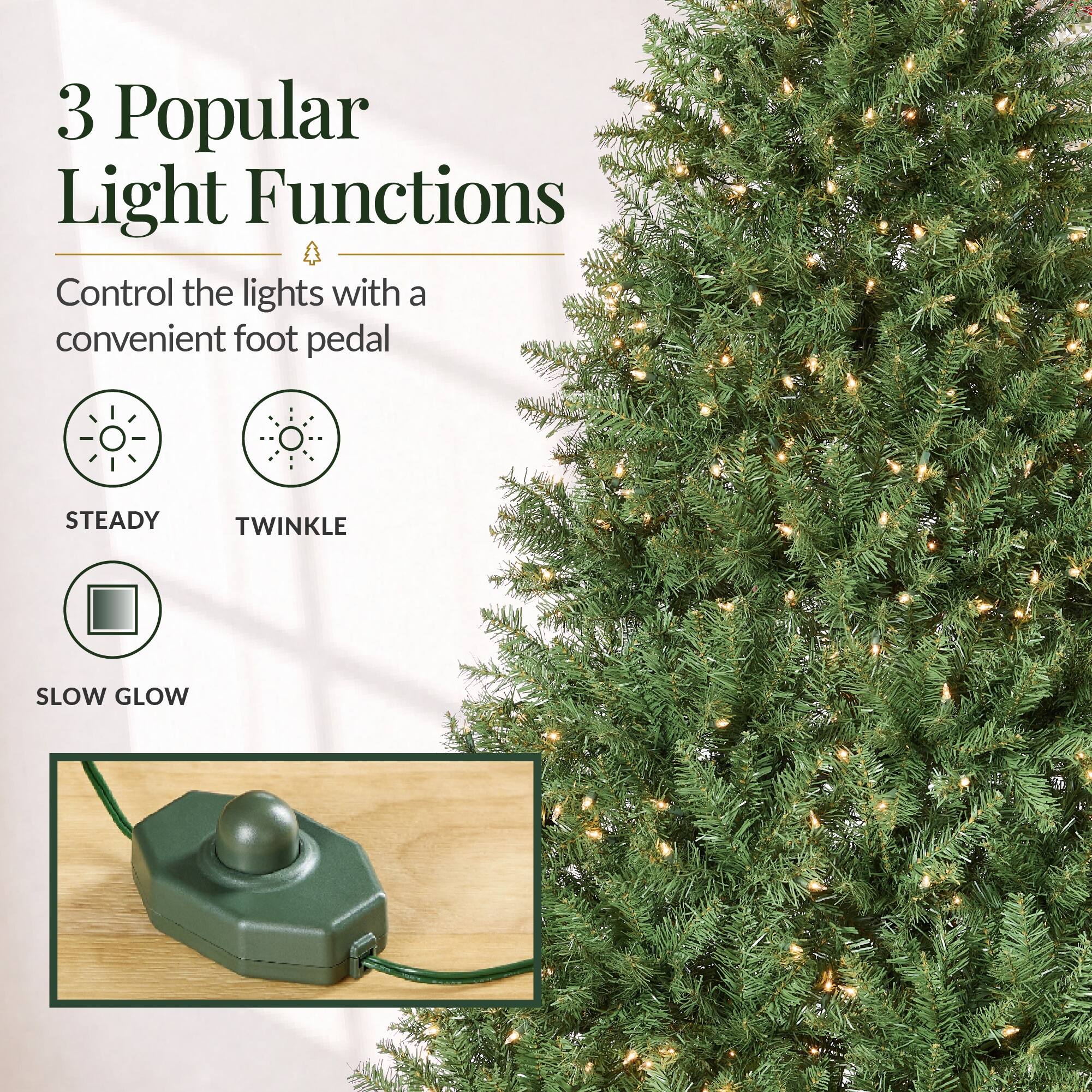 3 Popular Light Functions  
Control the lights with a convenient foot pedal  
STEADY  
TWINKLE  
SLOW GLOW