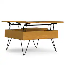 Simpli Home - Hunter 32 inch Wide Solid Wood Lift Top Square Coffee Table - Oak
