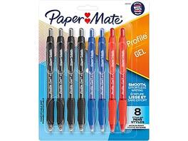 Paper Mate - Profile Retractable Gel Pen, Medium Point, 0.7mm, 8/Pack - Assorted Ink