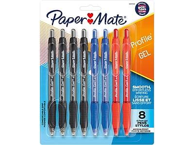 Paper Mate - Profile Retractable Gel Pen, Medium Point, 0.7mm, 8/Pack - Assorted Ink