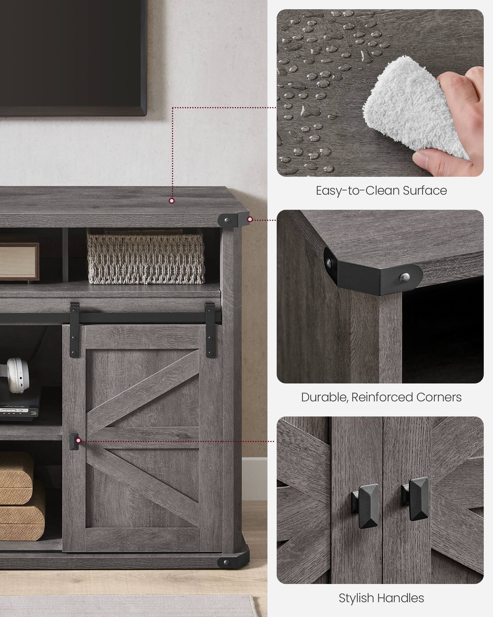 Easy-to-Clean Surface  
Durable, Reinforced Corners  
Stylish Handles