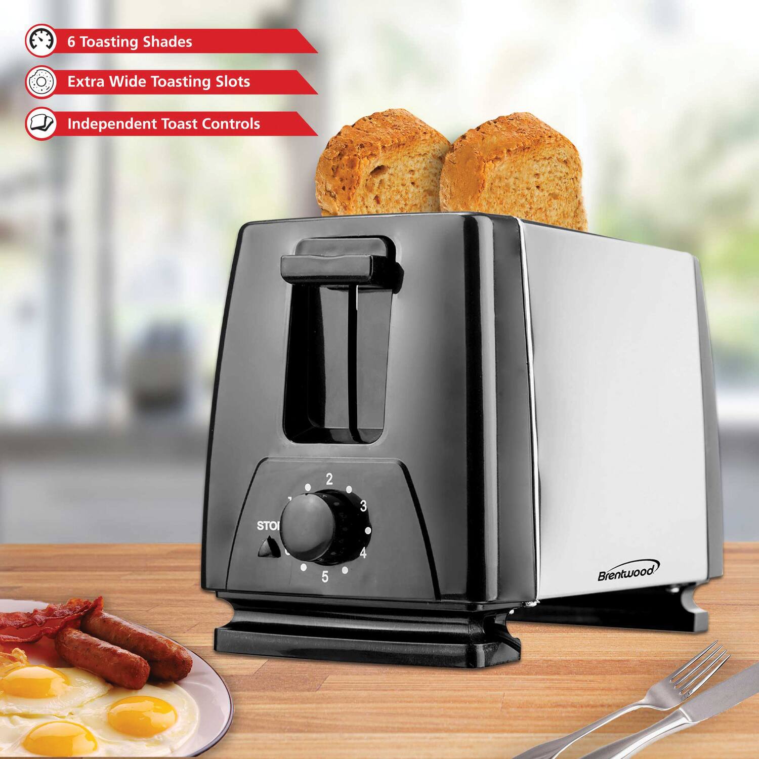 6 Toasting Shades  
Extra Wide Toasting Slots  
Independent Toast Controls  

Brentwood