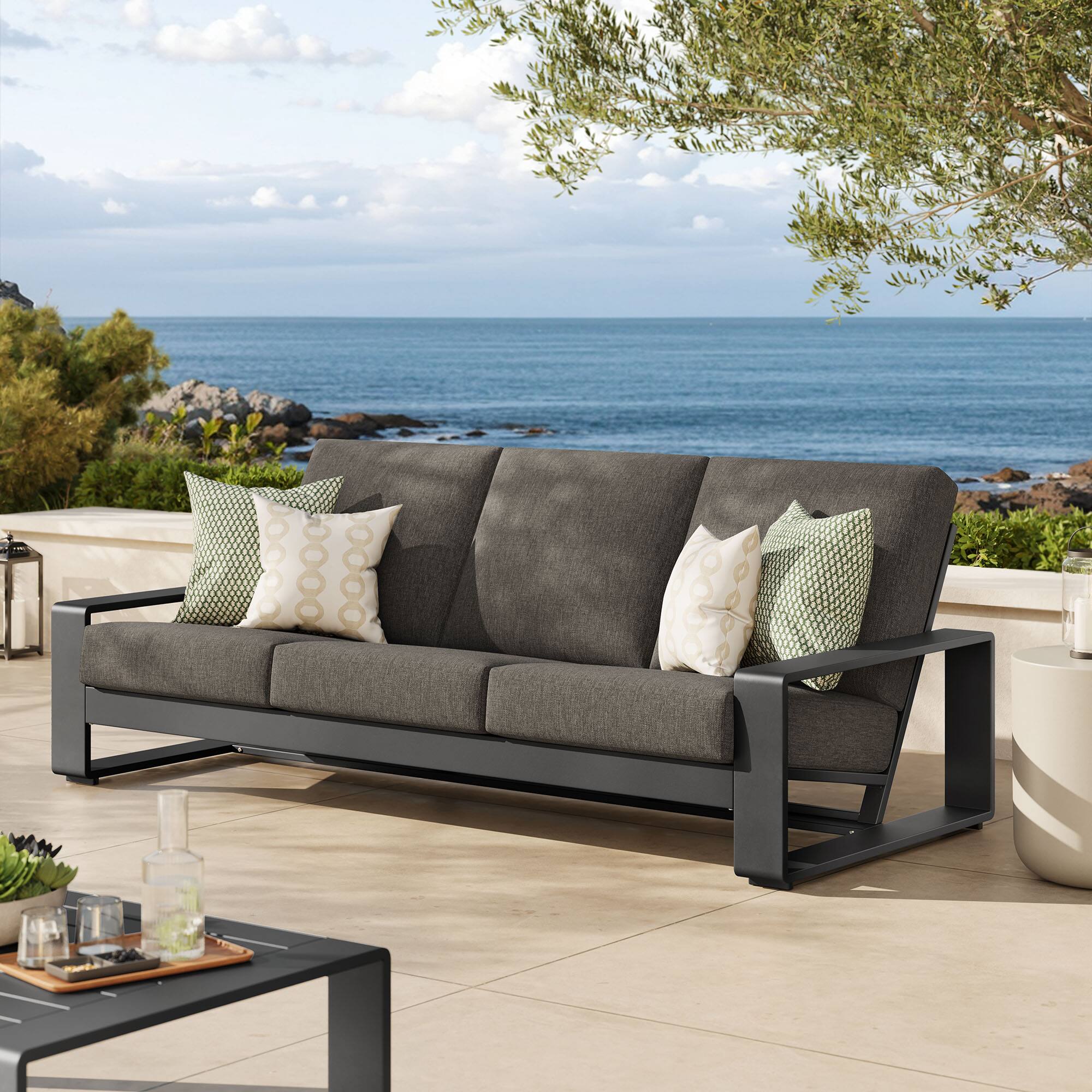 Alt View 7. Modway - Lirienne Outdoor Patio Aluminum Sofa by Modway - Smoke Gray.