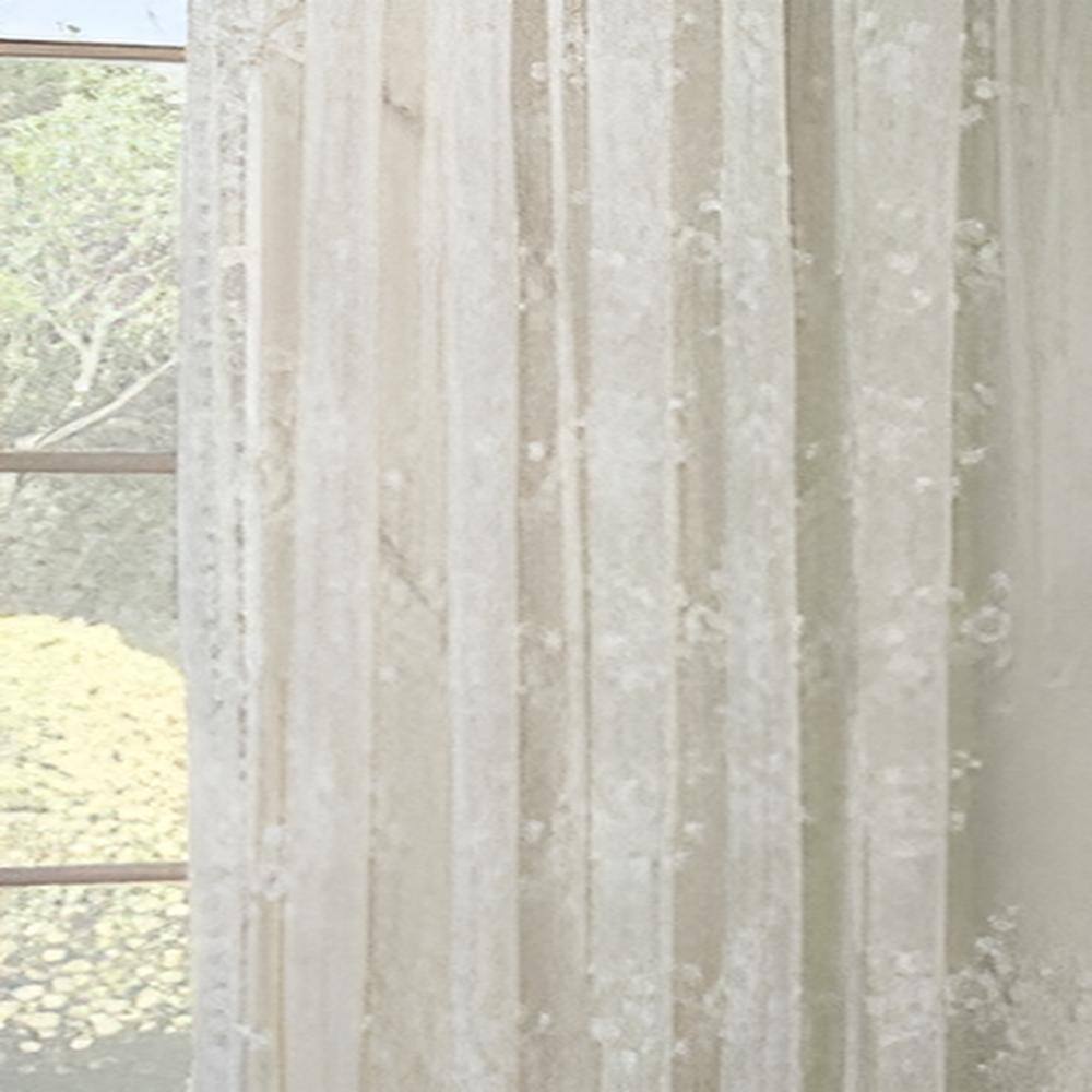Left. Commonwealth Home Fashions - Commonwealth Habitat Mona Lisa Jacquard Lace Tailored Sheer Panel - 56x72" - Shell - Shell.
