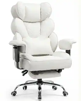 GTPlayer - Big and Tall Gaming Chair with Upgrade Footrest Heavy Duty Office Chair High Back Executive Chair - White