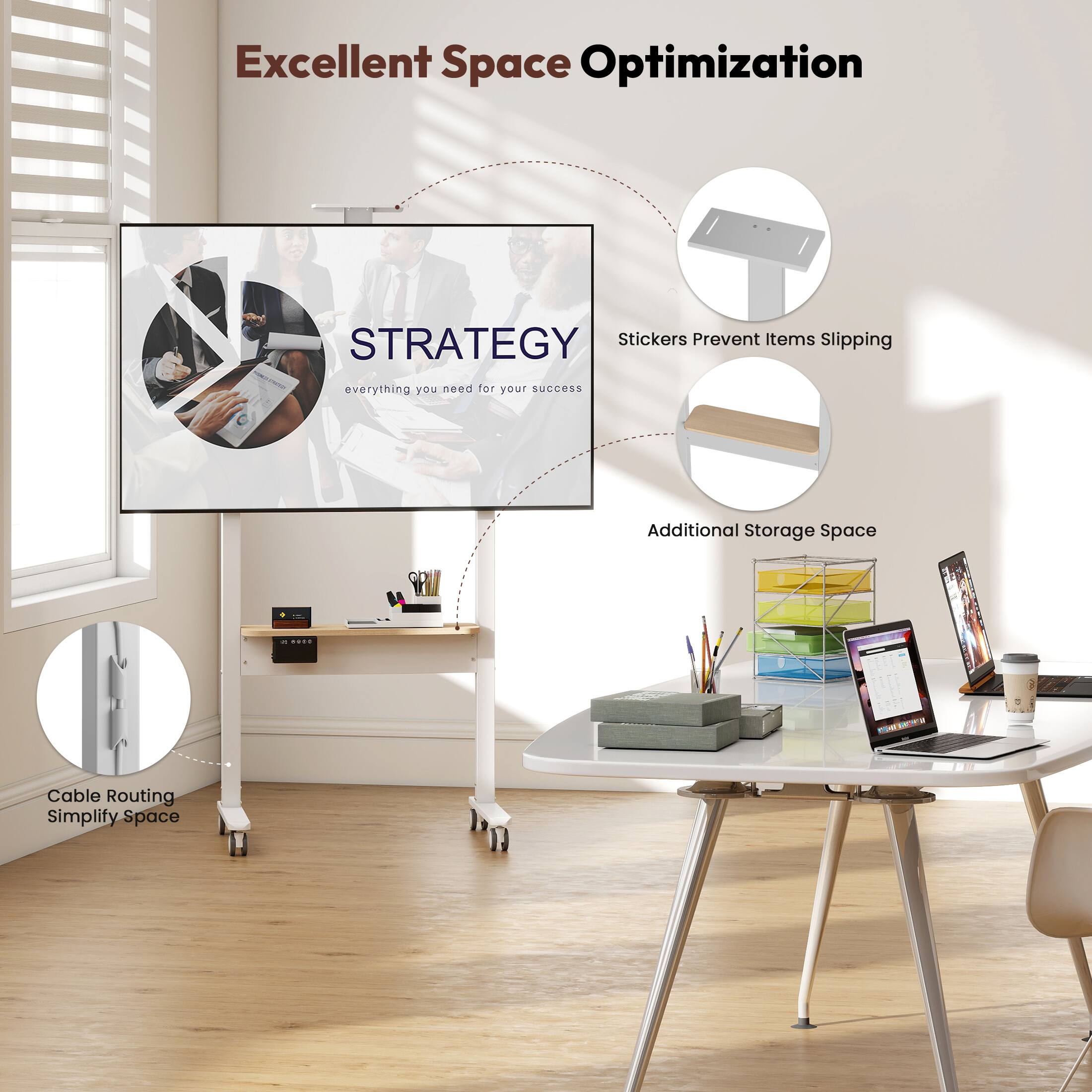 Excellent Space Optimization

STRATEGY  
everything you need for your success

- Stickers Prevent Items Slipping
- Additional Storage Space
- Cable Routing Simplify Space