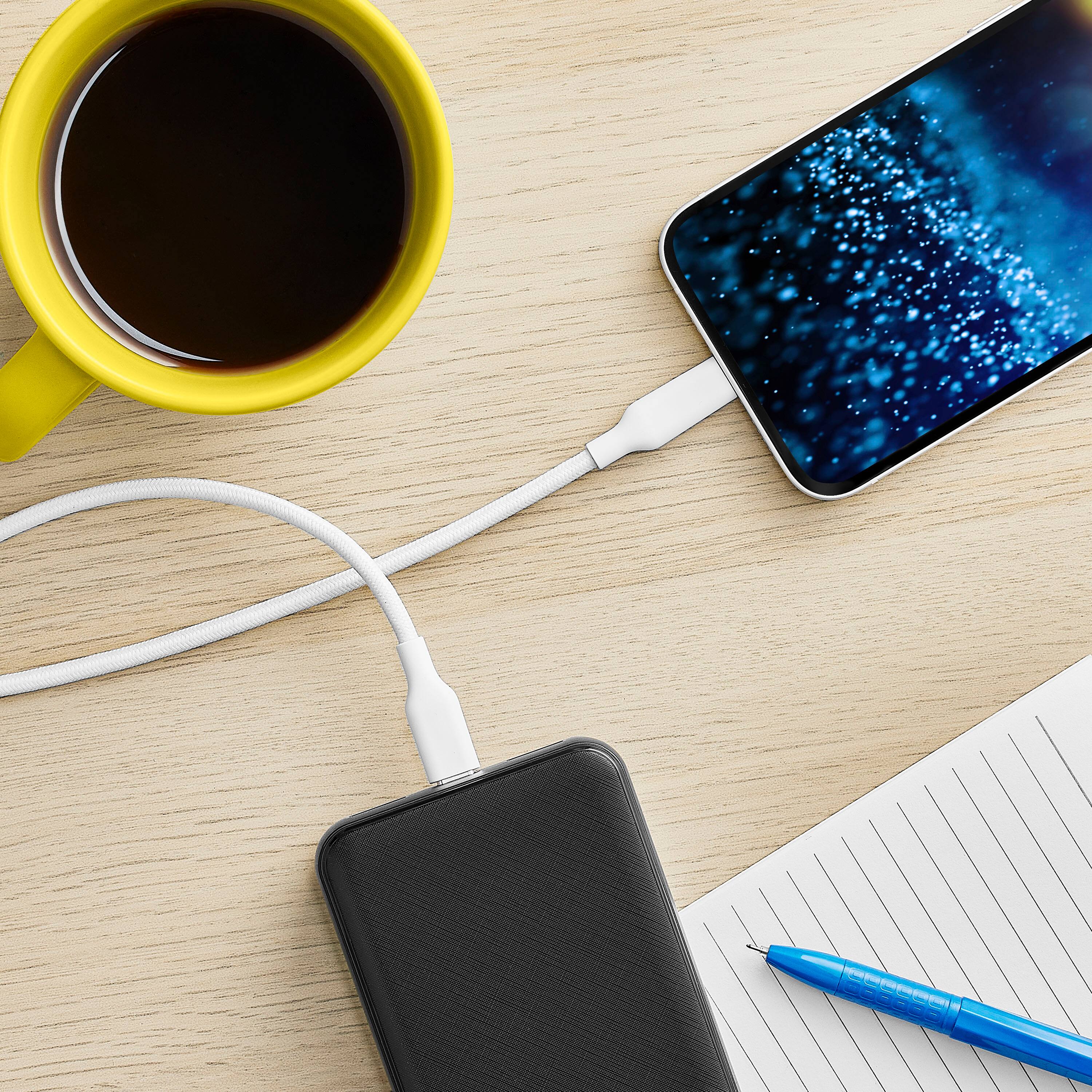 Alt View 13. Best Buy essentials™ - 10’ Lightning to USB-C Braided Charge-and-Sync Cable - White.