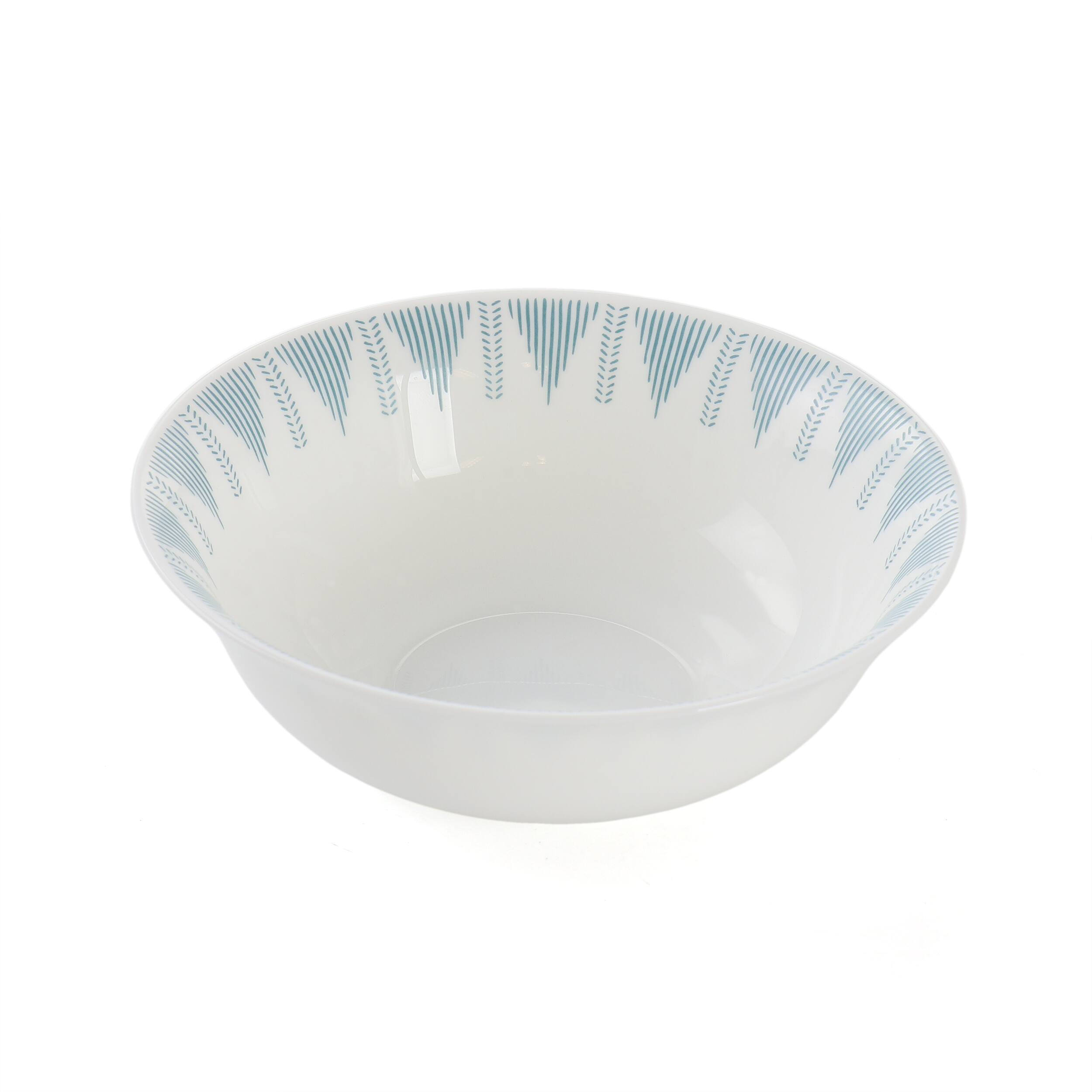 Alt View 3. Gibson - Ultra by Gibson Piper Point 12 Piece Opal Glass Dinnerware Set in White With Blue Accents - White and Blue.