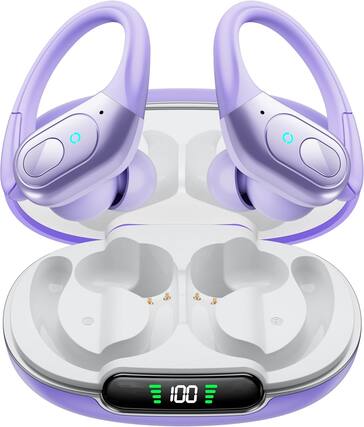 Front. VEAT00L - occiam ANC Wireless Earbuds | 90H Playback, Stereo Bass, Over-Ear Hooks, IPX7 Waterproof | Sports Running | Purple - 紫色.