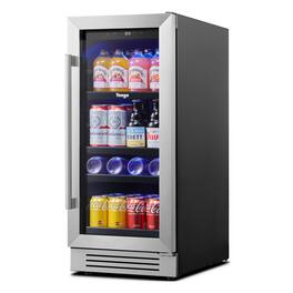 Yeego - 15 Inch Beverage Refrigerator Cooler, 100-Can Soda & Beer Drink Cooler, Built-in or Freestanding for Home or Office - Stainless Steel