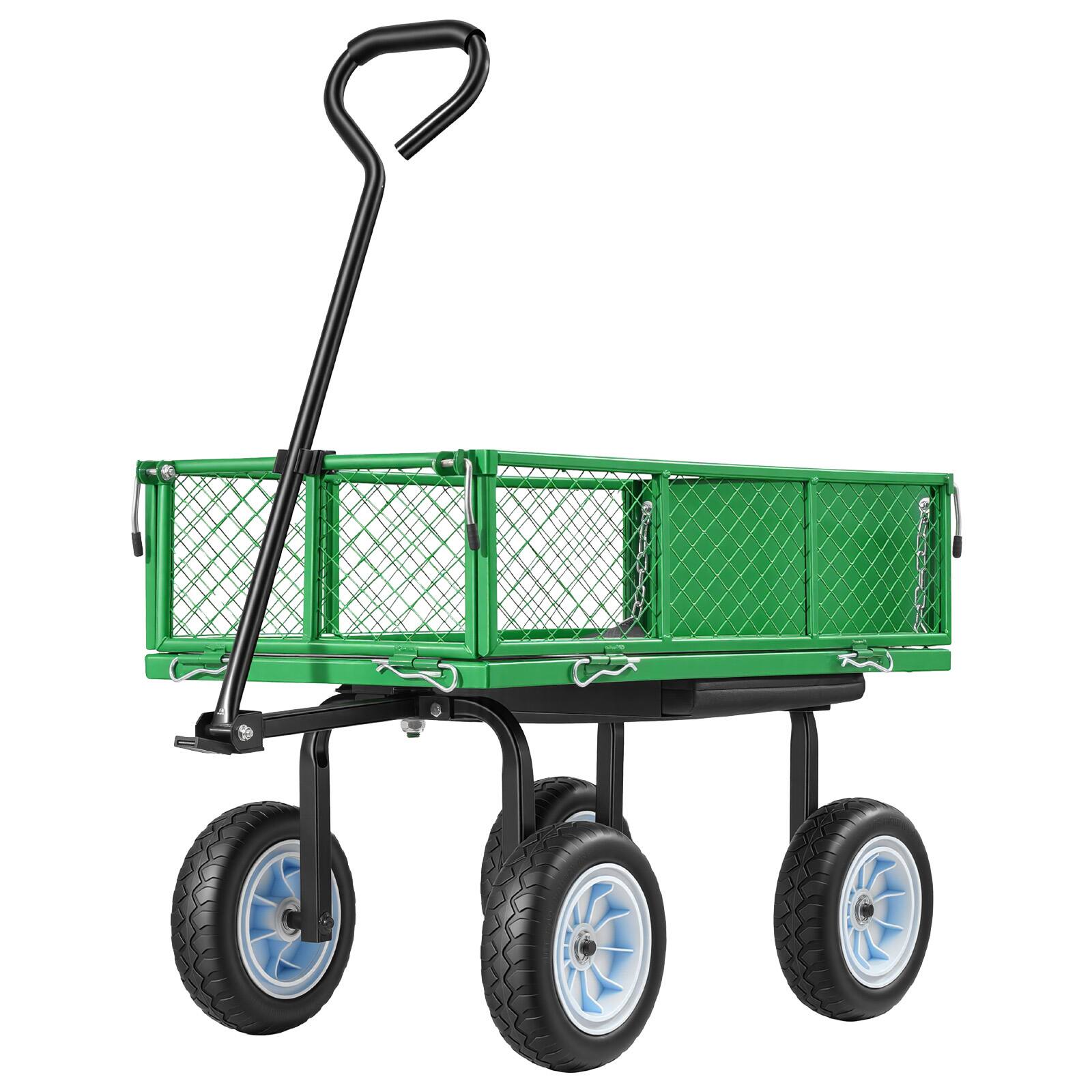Alt View 5. VEVOR - Garden Cart with Seat, 500 LBS, Rolling Steel Garden Work Seat with Wheels, Heavy Duty Gardening Stool, with Tool Tray - Green.