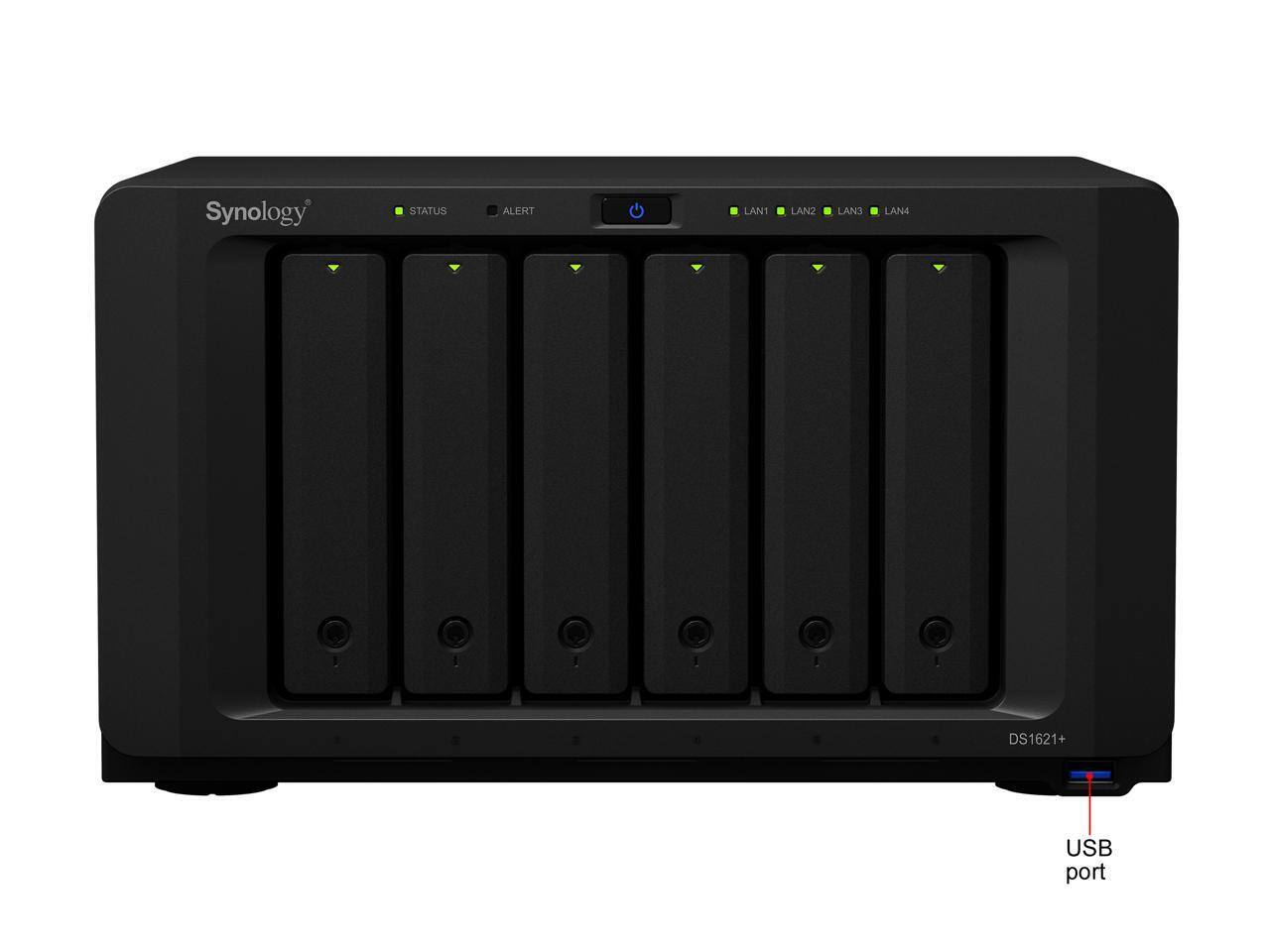 Synology DS1621+  
STATUS ALERT  
LAN1 LAN2 LAN3 LAN4  
USB port