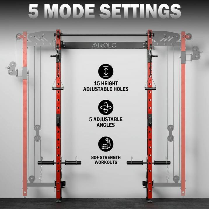 5 MODE SETTINGS
MIKOLO
15 HEIGHT ADJUSTABLE HOLES
5 ADJUSTABLE ANGLES
80+ STRENGTH WORKOUTS