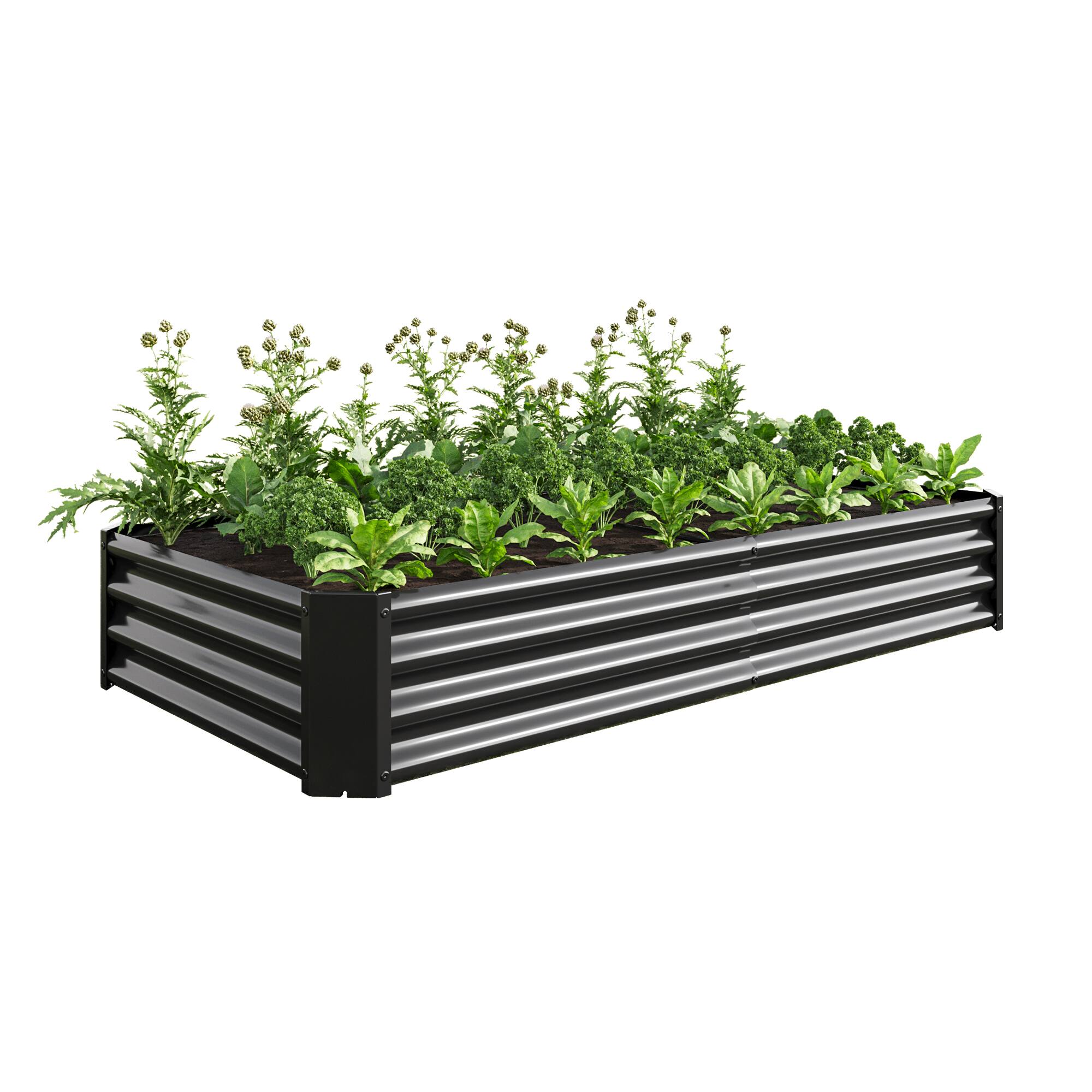 Front. PAIHOME - Heavy Duty Metal Raised Garden Bed, 6x3x1 FT Rectangle Outdoor Planter Box for Growing Vegetables Flowers Succulents - Black.