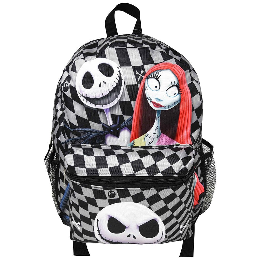 UPD - Black & White Nightmare Before Christmas Checkered 16" School Backpack for Kids - Multicolored