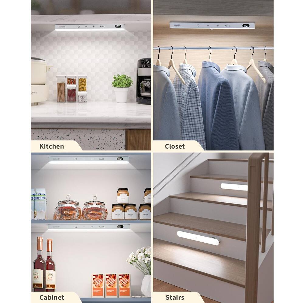 ACJPR - Motion Sensor LED Light Bar, 60-LED Touch Battery-Operated Under Cabinet & Closet Light, 4-Pack