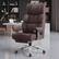 Left. Brick Attic - Big and Tall Ergonomic Office Chair, Wide Executive Leather Reclining Gaming Chair with Footrest, Coffee - Coffee Brown.