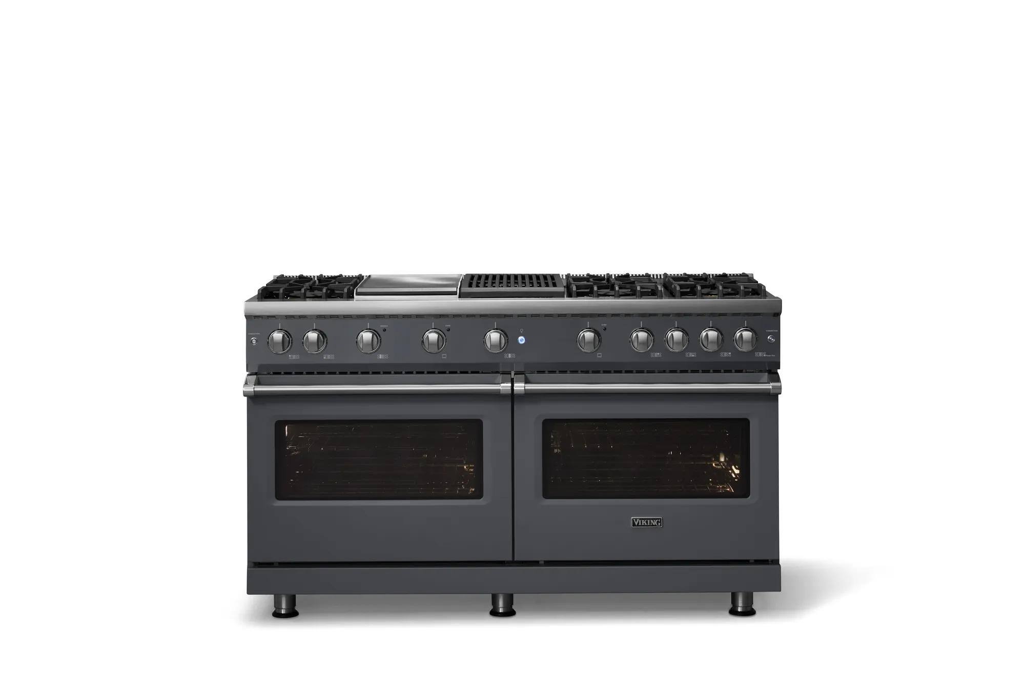 Alt View 1. Viking - 60 in. Wide 6 Burner Pro 5 Series 8.0 Cu. Ft. Freestanding Sealed Burner LP Gas Convection Range w. Griddle - Cast Black - Cast Black.