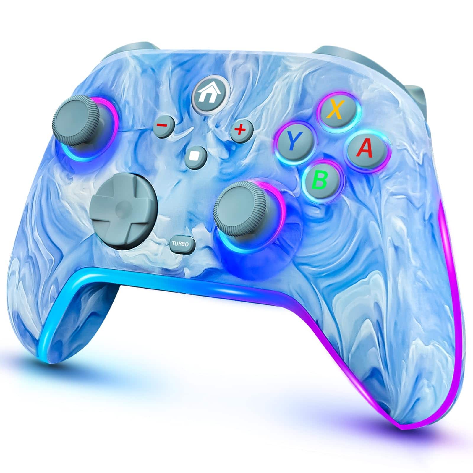 Reds Spade - Wireless Controllers For Switch oled lite switch 2 1200mah Pro Controller With 10 Color Led Lights Rechargeabl - Tie-dye Blue