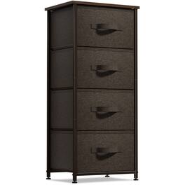 Sorbus - Nightstand with 4 Drawers, Bedside Furniture & Night Stand Dresser with Steel Frame, Wood Top, Fabric Bins - Brown