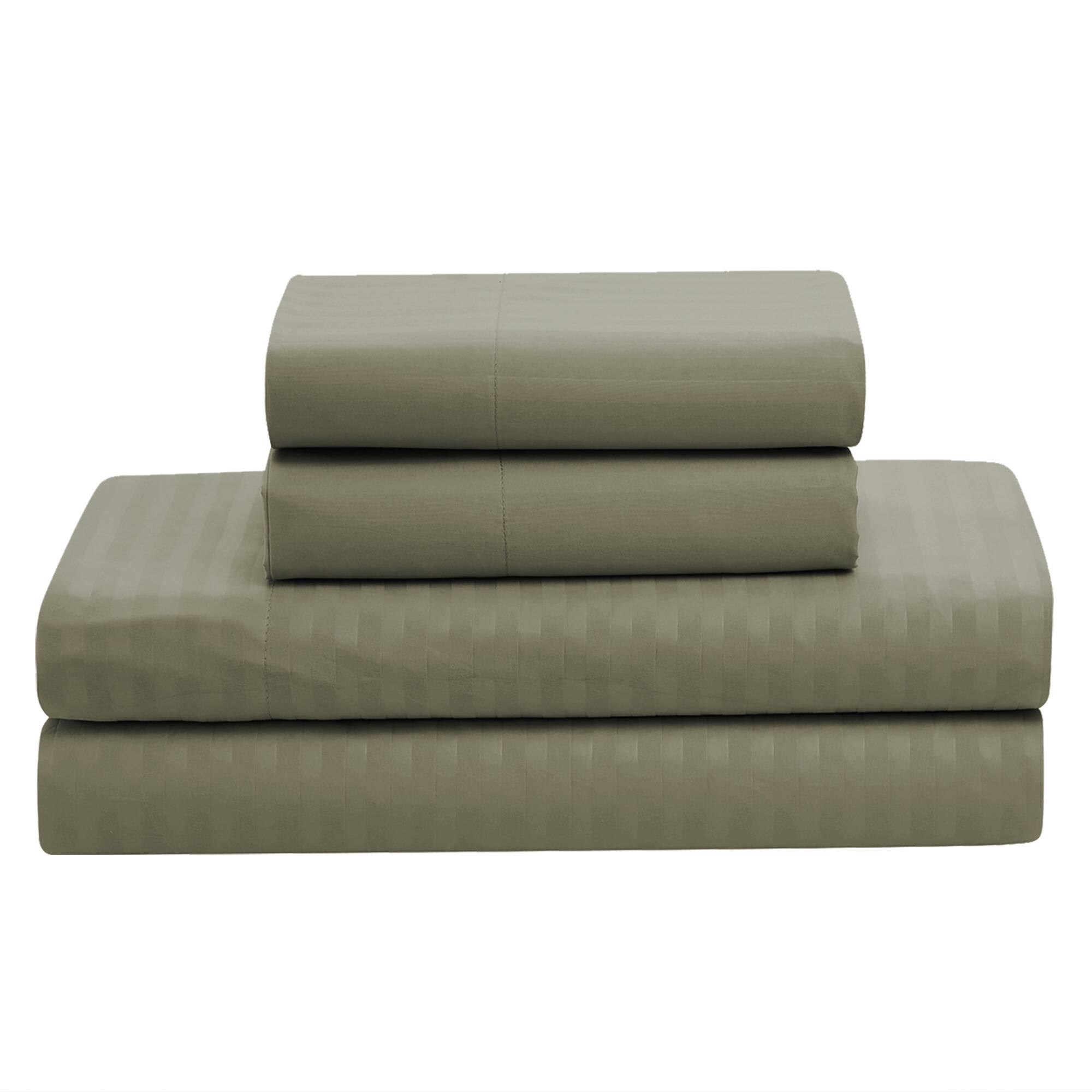 Back. Sweet Home Collection - 8 Piece Embossed Dobby Stripe Bed in a Bag All Season Complete Set with Sheets - King - Sage.