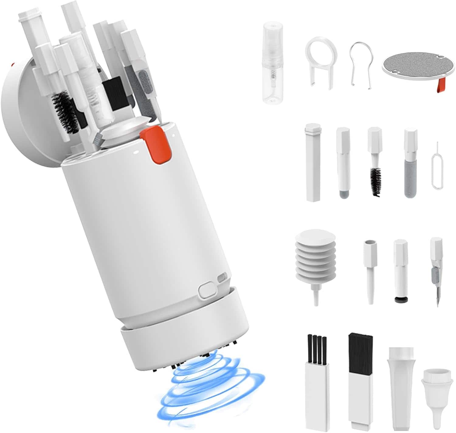 RTMB - 21-in-1 Keyboard Cleaning Kit – Mini Vacuum & Brush Tool for Laptop & Electronics - White