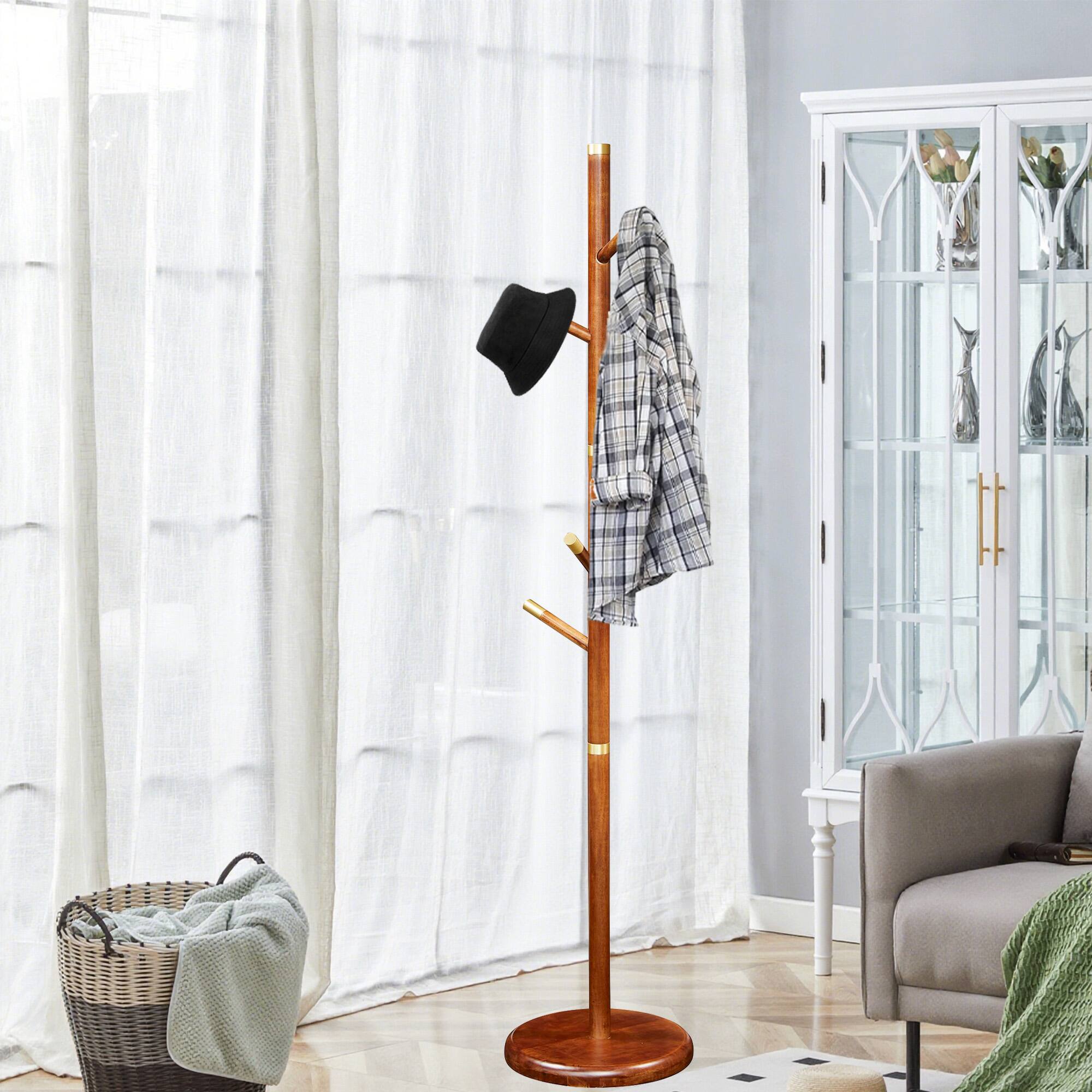 Alt View 6. Chateau Abodes - Wood Coat Rack Freestanding with 6 Hooks, Tree Branch Design & Sturdy Base for Entryway, Hallway, Bedroom - Walnut.