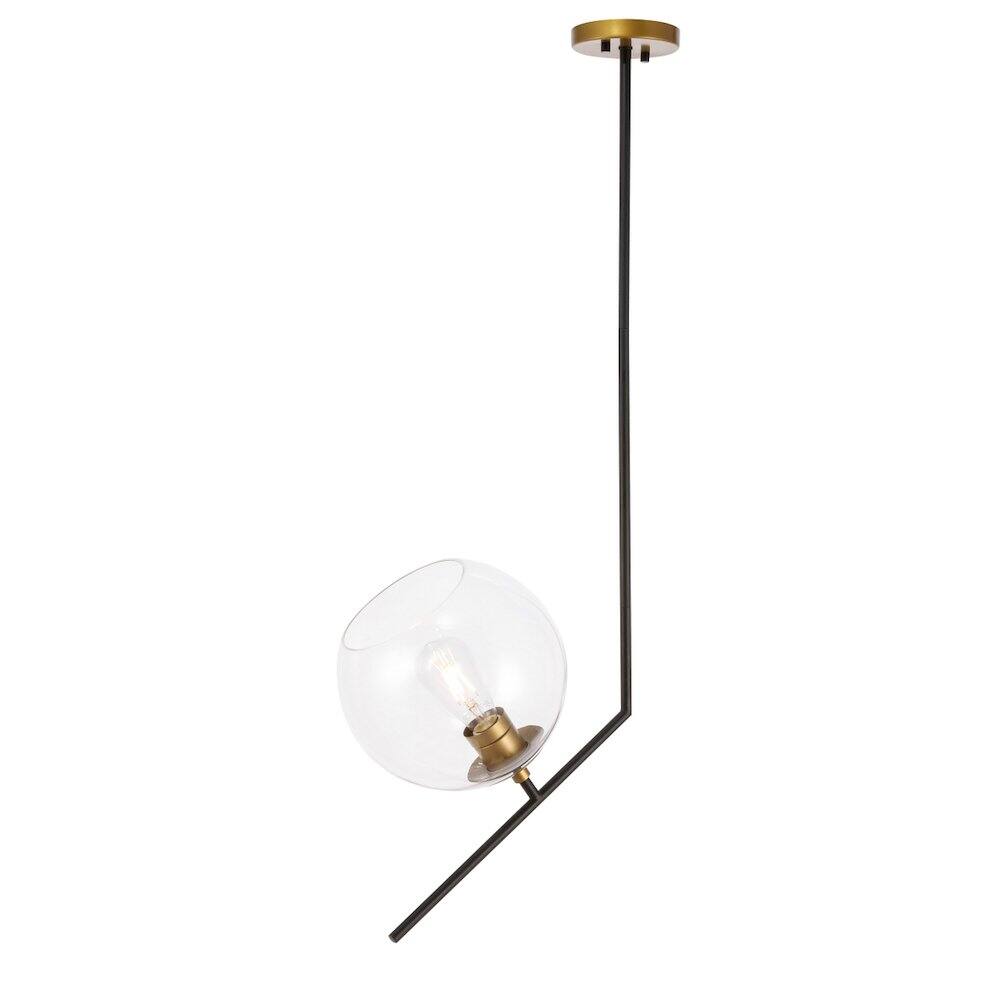 Alt View 8. Living District - Ryland 1 Light Black And Brass And Clear Glass Pendant - Black And Brass And Clear Glass.