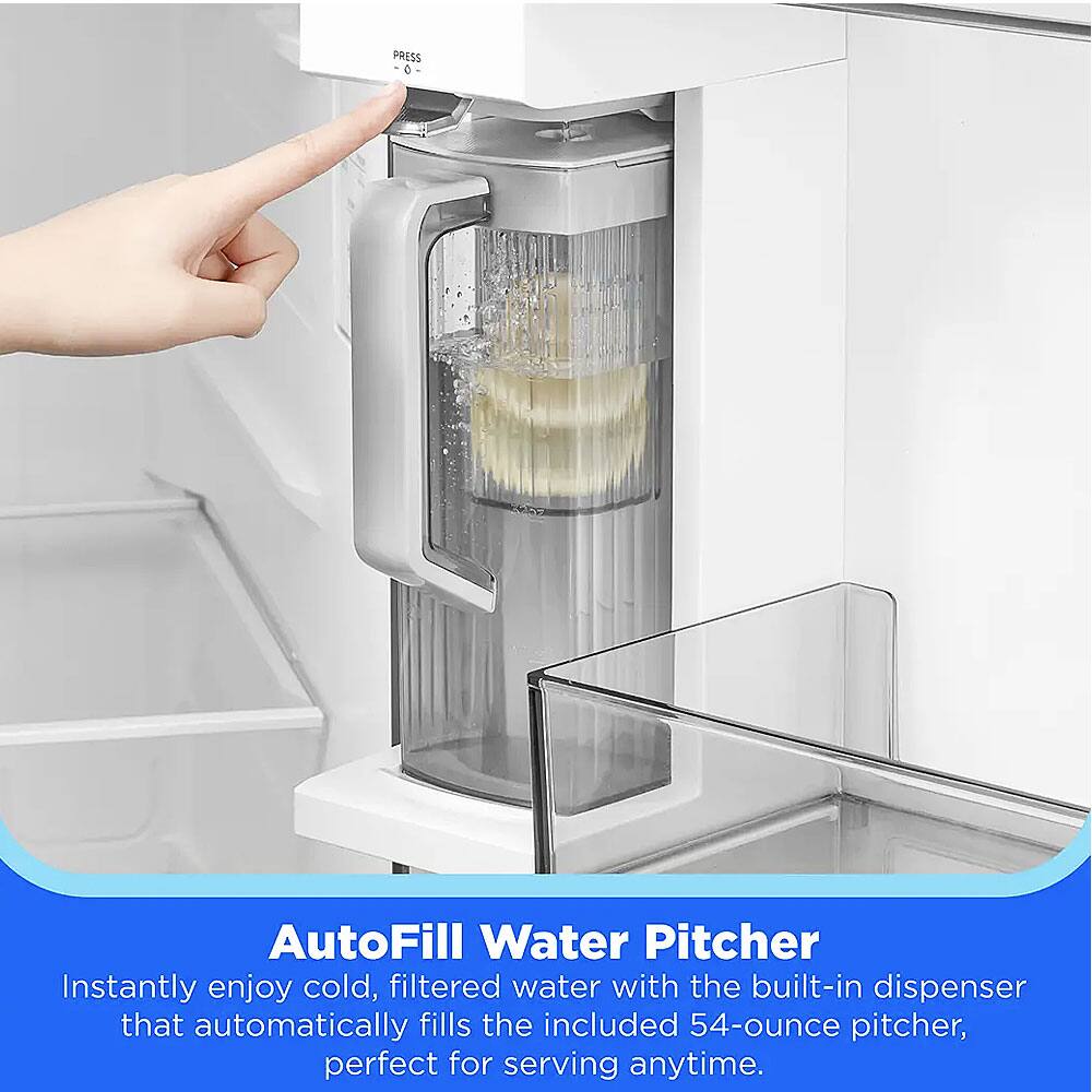AutoFill Water Pitcher

Instantly enjoy cold, filtered water with the built-in dispenser that automatically fills the included 54-ounce pitcher, perfect for serving anytime.