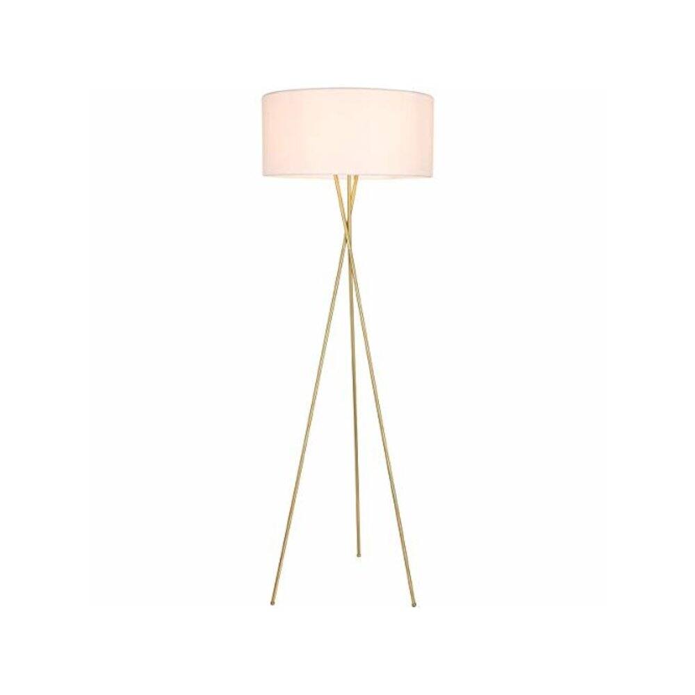 Left. Living District - Cason 1 light Brass and White shade Floor lamp - Brass And White Shade.