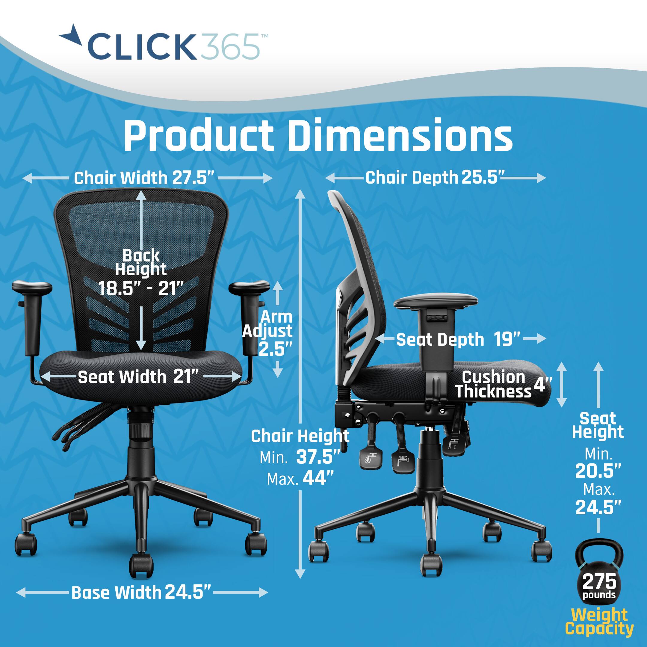 Left. Click365 - Ergonomic Office Chair with Lumbar Support & Flip-Up Arms Breathable Mesh Home Desk Chair with Adjustable Height & Back - Black.