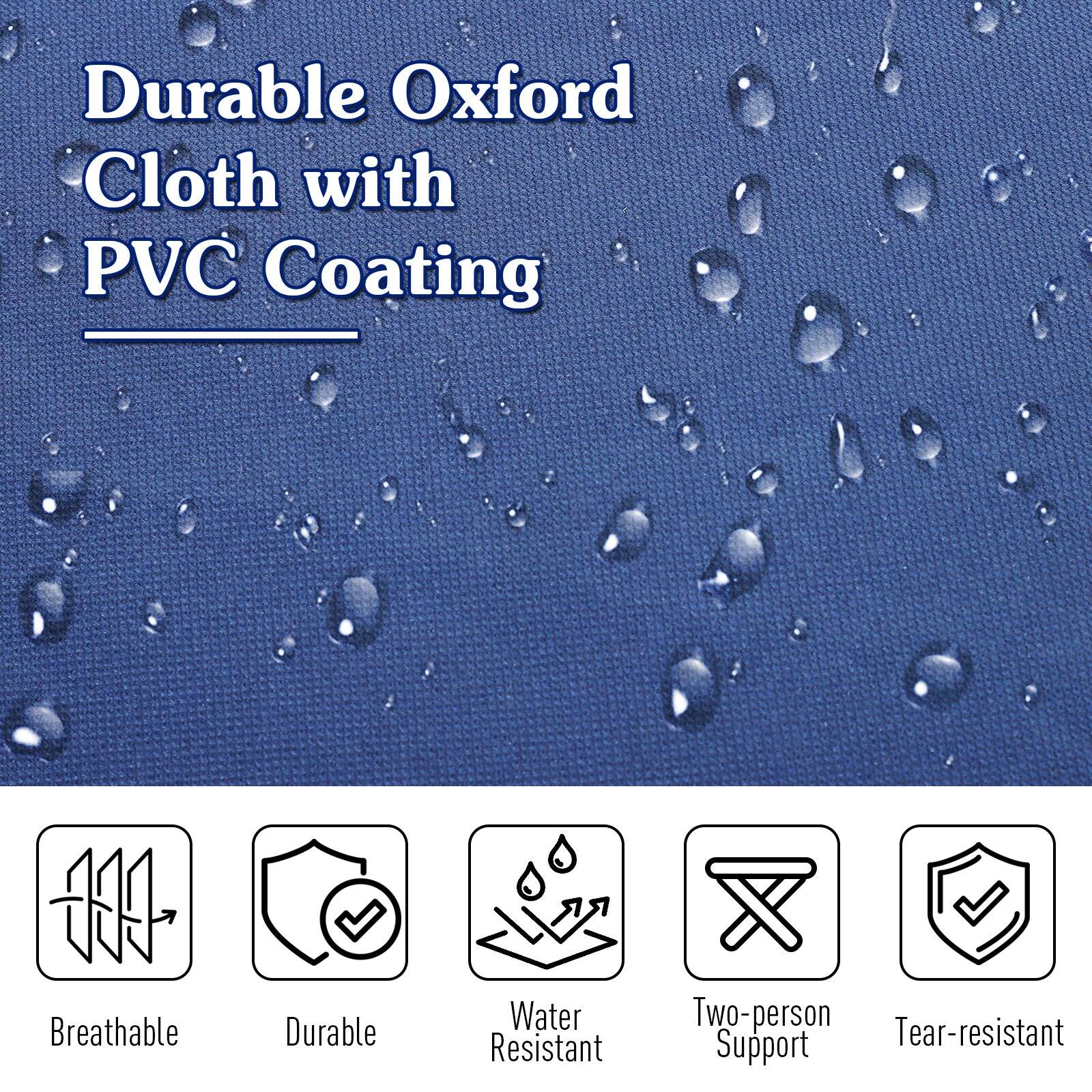 Durable Oxford Cloth with PVC Coating
Breathable
Durable
Water Resistant
Two-person Support
Tear-resistant