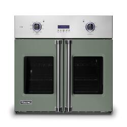 Viking - 30" 7 Series French Door Single Built-In Electric Thermal Convection Oven - Eucalyptus - Front_Zoom