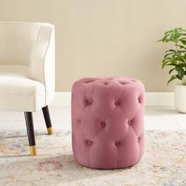 Amour Tufted Button Round Performance Velvet Ottoman by Modway - EEI-3778-DUS